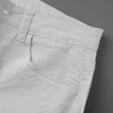 Branco casual rua sólido retalhos cintura alta corte bota jeans jeans