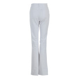Witte casual straat effen patchwork hoge taille denim jeans met bootcut