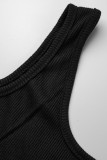 Mameluco ajustado básico con cuello en U y estampado de letras de ropa deportiva de color caqui