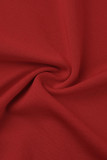 Red Fashion Casual Letter Print Basic O Neck Plus Size Duas Peças