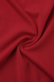 Röd Sexig Casual Solid Basic U-hals västklänning
