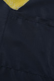 Schwarze Mode Casual Print Basic V-Ausschnitt Kurzarm Kleid Kleider in Übergröße