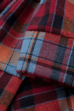 Calça xadrez vermelha moda rua estampa patchwork assimétrico cintura alta tipo A parte inferior estampada