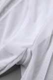 Белые сексуальные сплошные сетки с круглым вырезом без рукавов из двух частей