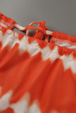 Tangerine sexigt tryck Tie Dye Patchwork Asymmetriskt spaghettiband ärmlöst i två delar