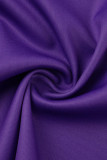 T-shirts violets à imprimé patchwork à col rond