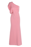 Pink Sweet Solid Flounce One Shoulder Trumpet Mermaid Dresses