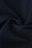 Schwarze Mode Casual Print Basic V-Ausschnitt Kurzarm Kleid Kleider in Übergröße