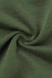 グリーン ファッション カジュアル ソリッド パッチワーク ジッパー カラー ロング スリーブ XNUMX ピース