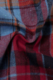Blau Rot Fashion Street Plaid Print Bandage Patchwork asymmetrisch hohe Taille Typ A Full Print Bottoms