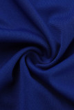 Royal Blue Mode Casual Solid Patchwork O Neck Kort ärm Två delar