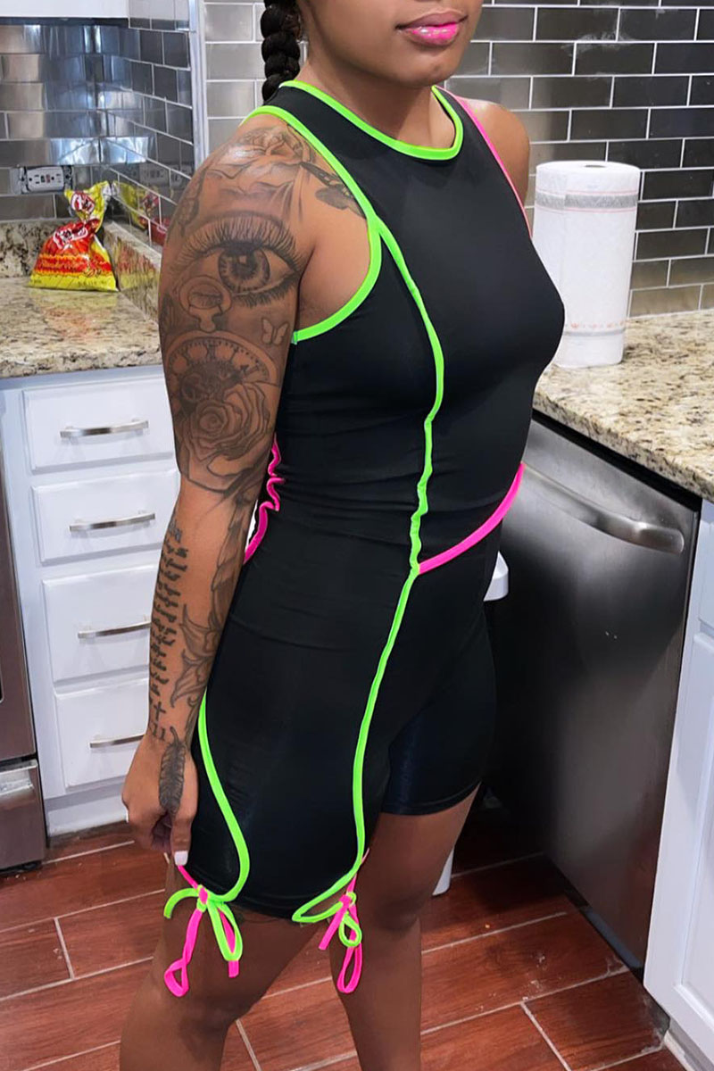 

Black Casual Sportswear Solid Split Joint O Neck Regular Jumpsuits