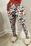 Multicolor Fashion Casual Print Basic Skinny High Waist Pencil Trousers