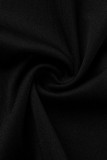 Черные модные сексуальные однотонные лоскутные платья с вырезом на спине и длинными рукавами