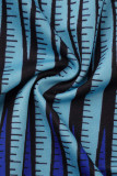 Blaue, reguläre Jumpsuits im Patchwork-Stil mit V-Ausschnitt und sexy Print