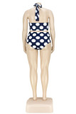 Белая мода Sexy Dot Print Bandage Backless Halter Plus Size Swimwear
