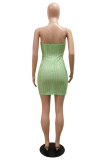 Khaki Fashion Sexy Solid See-through Backless Spaghetti Strap Sleeveless Dress Dresses