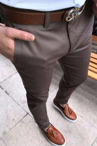 Модные повседневные однотонные прямые брюки-карандаш Deep Coffee со средней посадкой