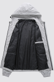 Schwarze lässige Sportswear-Oberbekleidung mit einfarbigem Patchwork-Reißverschluss und Kapuzenkragen