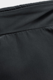 Prendas de abrigo de cuello mandarín con cremallera de bolsillo sólido casual de moda negra