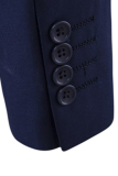 Azul marinho moda casual sólido retalhos botões gola virada para trás agasalhos três peças