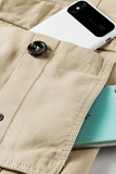 Legergroene Casual Solid Pocket Buckle Hooded Kraag Bovenkleding