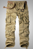 Pantalones casuales de color sólido liso con bolsillo de patchwork recto gris oscuro