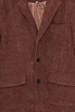 Capispalla marrone casual vintage con fibbia in tasca con risvolto