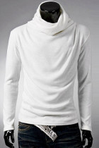 Witte casual effen patchwork coltrui tops