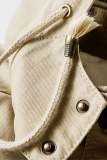 Kaki Casual Solid Pocket Buckle Hooded Kraag Bovenkleding
