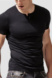 Camiseta de hombre con cuello en O básica sólida informal de moda blanca