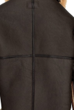 Dark Coffee Fashion Casual Patchwork Zipper Turndown Collar Vêtements d'extérieur