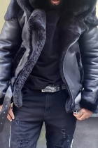 Ropa de abrigo fashion street patchwork patchwork con cinturón cuello con capucha negro