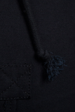 Prendas de abrigo de cuello con capucha y hebilla de cuerda de dibujo sólido informal de moda negra