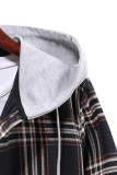 Bourgondische Mode Casual Plaid Maken Oude Gesp Hooded Kraag Bovenkleding