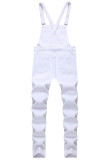 Pantalones rectos de cintura media con parches lisos informales de moda blanco