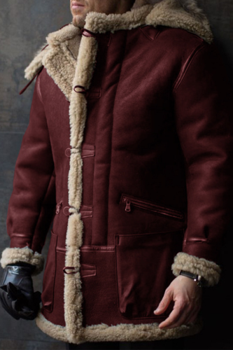 Prendas de abrigo con hebilla de bolsillo de patchwork casual de moda roja