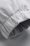 Light Gray Casual Sportswear Solid Patchwork Zipper Hooded Collar Outerwear