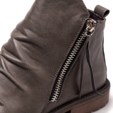 Black Fashion Fold Zipper Round Leather Shoes