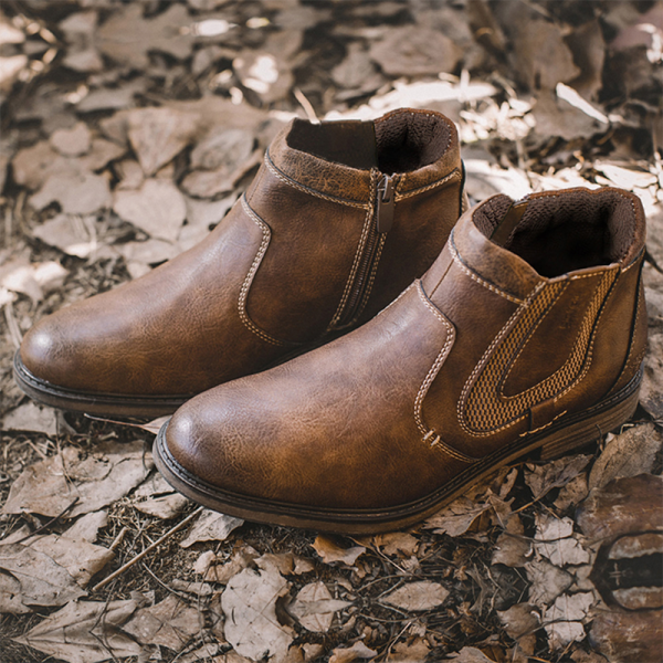 Brown Fashion Patchwork Mesh Round Leather Shoes
