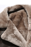 Prendas de abrigo de cuello vuelto con hebilla de bolsillo sólido casual de moda marrón