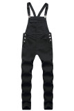 Black Fashion Casual Solid Patchwork Straight Mid Waist Bottoms