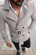 Boucle de poche solide décontractée à la mode gris clair avec des vêtements d'extérieur à col rabattu de ceinture