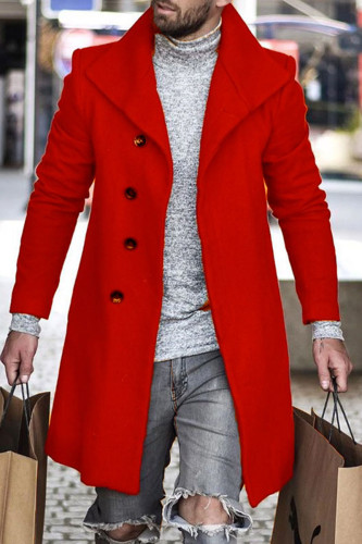 Capispalla casual con colletto alla rovescia con cardigan solido alla moda rossa