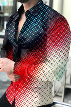 Top con colletto couverture con fibbia patchwork e stampa di strada a colori