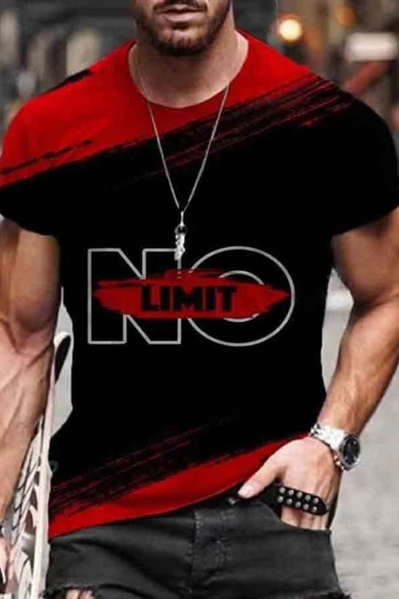 

Red Fashion Casual Print Basic O Neck Men's T-shirt