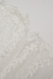 Colletto risvoltato trasparente patchwork solido bianco sexy manica lunga due pezzi