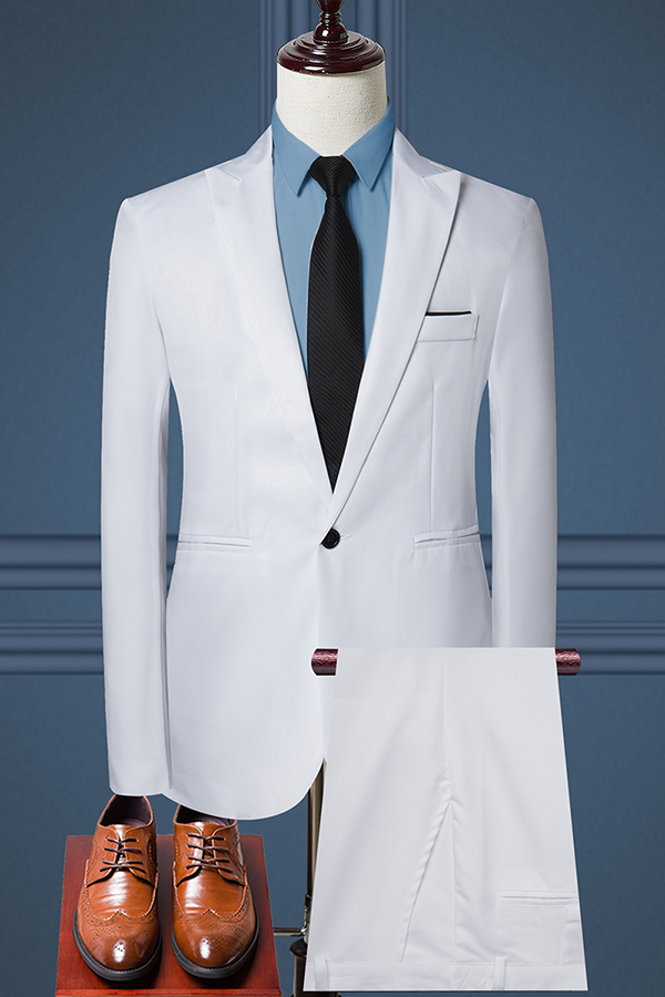 Weiße, modische, einfarbige Oberbekleidung mit Patchwork-Knöpfen und Umlegekragen