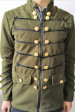Prendas de abrigo de cuello mandarín con botones casuales de patchwork gris oscuro