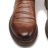 Chaussures en cuir rondes à fermeture à glissière à la mode bordeaux